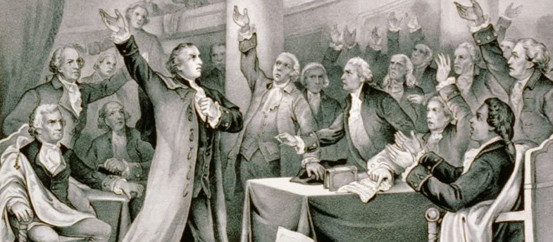 Patrick Henry delivering message